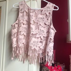 Forever 21 lacy pink tank top